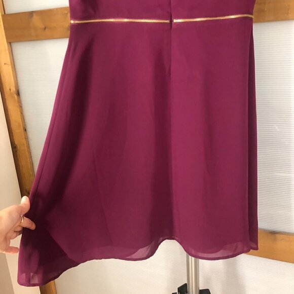 Ricki's Purple‎ Sleeveless Gold Zipper Fit & Flare Dress Sz 8 - Picture 8 of 11
